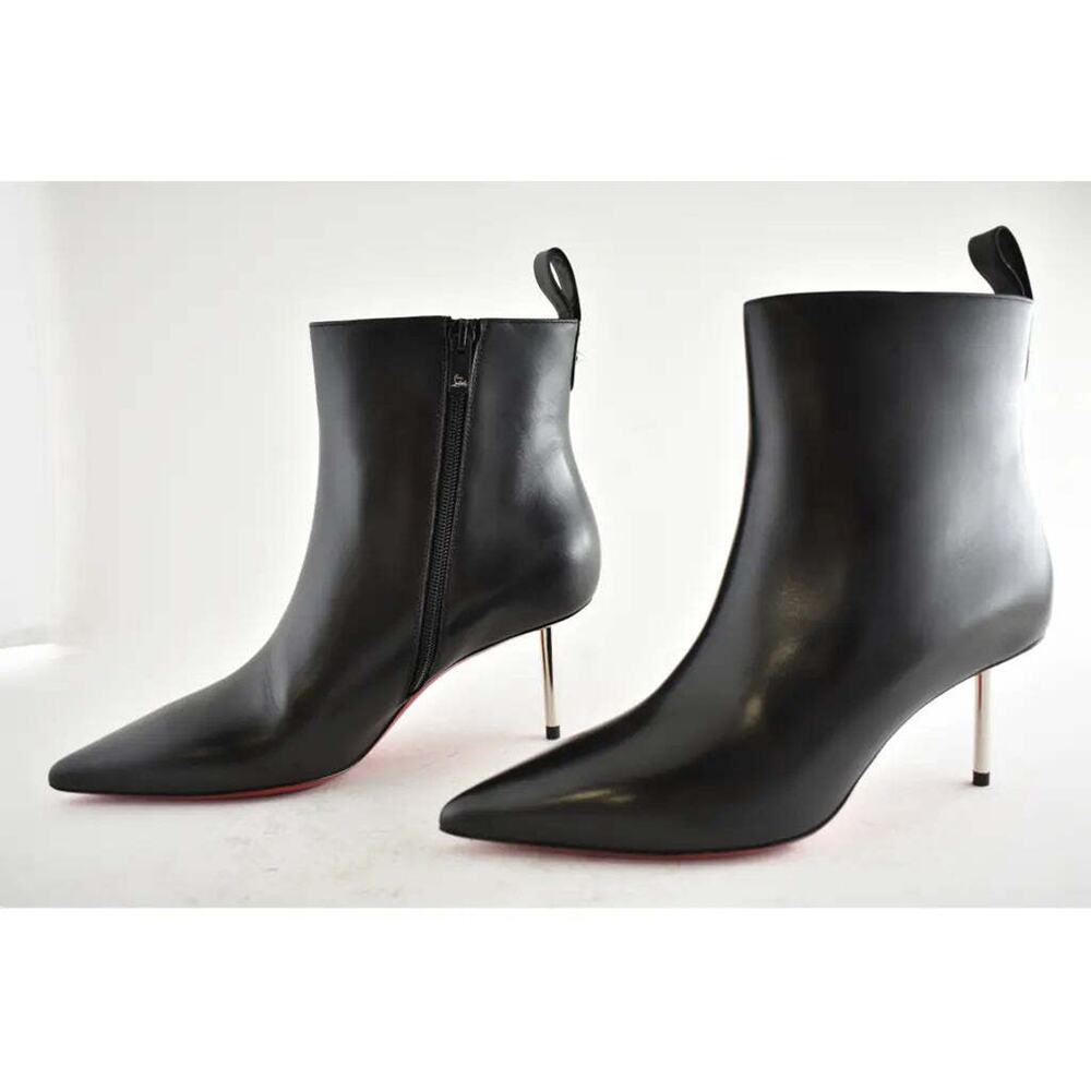 Christian Louboutin Epic Booty 70 Black Calf Leather Zipper Heel Ankle Boot 37.5 - Picture 9 of 12
